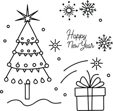 A vibrant New Year card featuring playful doodles and joyful imagery to welcome the new year.