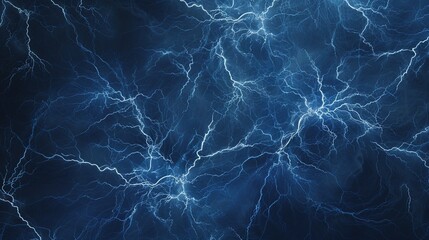 Fototapeta premium Multiple lightning bolts branching across a solid dark blue background.