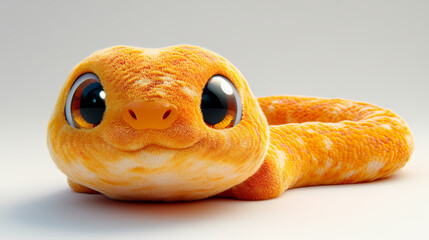 This plush snake toy is a bit fluffy, has cute 3D figures, and is white in color