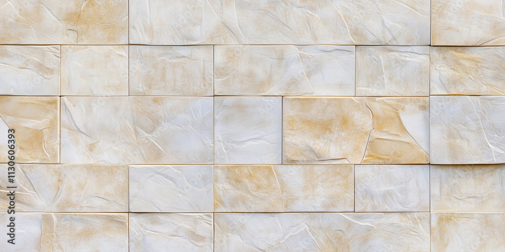 Poster textured stone wall with beige and white tones, creating natural pattern