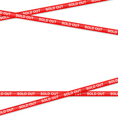 Sale and sold out Tape Lines, Crossing red ribbon of caution sold out item sign for web banner Marketing. Black Friday flash sale. Shopping stickers and badges for merchandise and promotion 