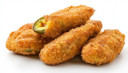 Crispy golden fried jalapeño poppers stuffed with cheese served as a delicious spicy snack or appetizer