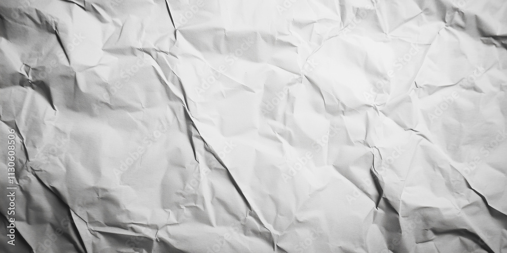 Poster Crumpled white paper texture background with soft shadows