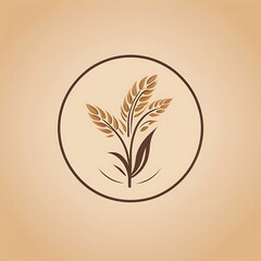 Elegant Wheat Stalks Design in a Circular Frame