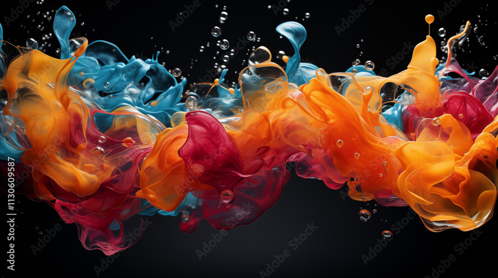 Wall mural abstract clouds of color smoke colorful texture background. colored fluid powder explosion art desig