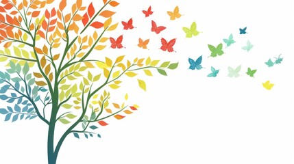 Colorful trees on white background