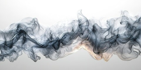 Fototapeta premium Swirling black and gray smoke creates a mesmerizing abstract pattern against a light background