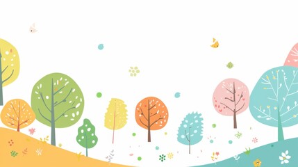 Colorful trees on white background