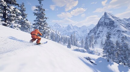 An active freerider skillfully rides down white powder