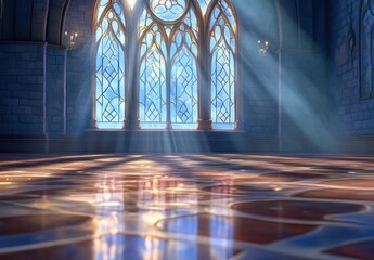 Obraz premium Beautiful Sunlight Streaming Through Stained Glass Windows in Room