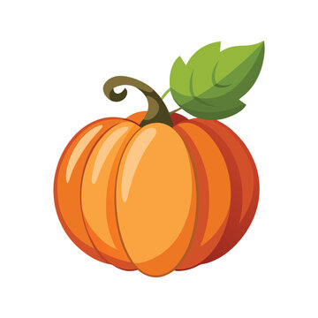 orange pumpkin with green leaf clip art preview