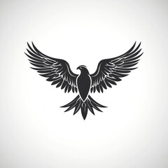 Fototapeta premium Majestic eagle with wings spread wide, isolated on white background.