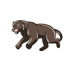 Obraz premium A powerful panther in motion, depicted in a vintage style illustration, showcasing its muscular build and intense gaze.