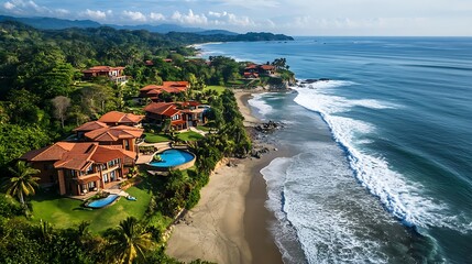 A premier beachfront resort property featuring multiple villas, extensive ocean views, and luxurious amenities for guests 