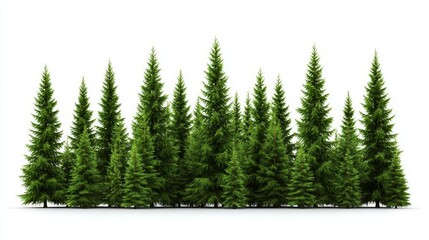 Fototapeta premium Forest cut-out on white background, emphasizing environmental conservation, forestry management, and natural resource sustainability.
