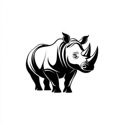 Obraz premium Black and white illustration of a rhinoceros.
