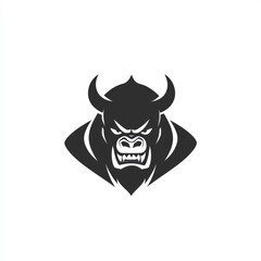 Aggressive bull head silhouette logo design.