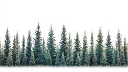 Fototapeta premium Forest cut-out on white background, emphasizing environmental conservation, forestry management, and natural resource sustainability.