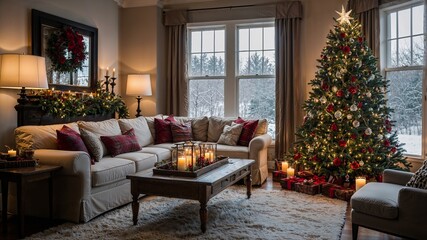 Fototapeta premium Interno casa con albero di Natale 