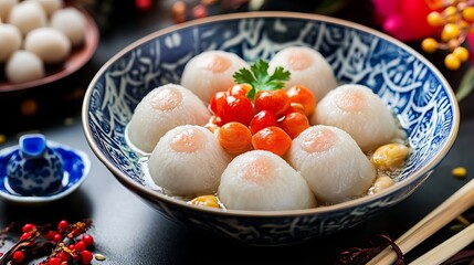 Celebrate Chinese festivals with delectable Tang Yuan, sweet rice dumplings. Perfect for Dongzhi and Lunar New Year, these dumplings symbolize the winter solstice and bring joy with each bite.
