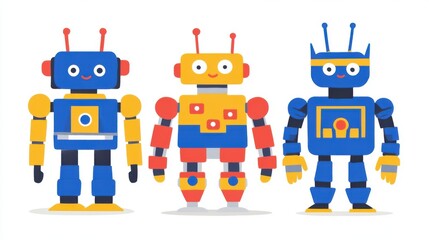 Fototapeta premium Cute robot on simple background