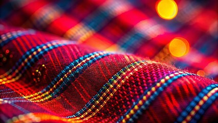 Macro Photography Red Plaid Background - Close-up Textures, Fabric Patterns, Detailed Shots