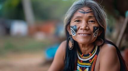An old Brazilian indigenous woman 