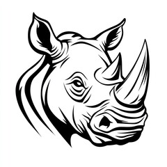Obraz premium Monochrome illustration of a rhinoceros head. (1)