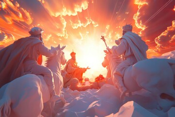 Generative AI Online Banner Poster for Three Kings Day Celebration Epiphany Cartoon Style Art