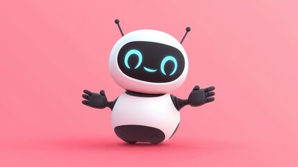 Cute robot on simple background