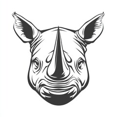 Monochrome rhino head illustration.
