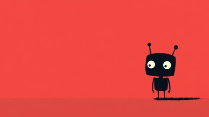 Fototapeta premium Cute robot on simple background