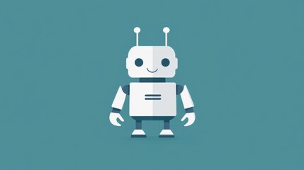 Obraz premium Cute robot on simple background