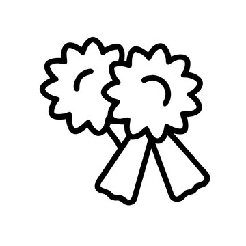recommend clip art: cheerleading pom poms icon, dance day line art, dance icon - simple black line art icon of cheerleading pom poms, for dance day celebrations. dancer vector art.