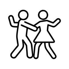 dancing couple icon, dance day line art, dance icon - simple black line art icon of dancing couple, for dance day celebrations. dancer vector art.