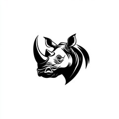 Obraz premium Black and white illustration of a rhinoceros head.