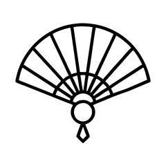 flamenco fan icon, dance day line art, dance icon - simple black line art icon of flamenco fan, for dance day celebrations. dancer vector art.