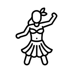 polynesian dancer icon, dance day line art, dance icon - simple black line art icon of polynesian dancer, for dance day celebrations. dancer vector art.