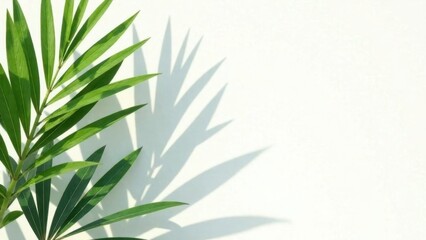 Fototapeta premium Light and shadow of palm leaves, palm leaves on a white background. Abstract tropical leaf silhouette, natural pattern for wallpaper, spring, summer texture.