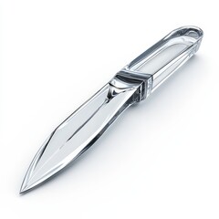 Fototapeta premium Transparent crystal knife on white background - elegant and modern design