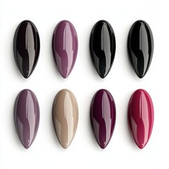 Fototapeta premium Stylish collection of colorful nail polish bottles on a white background