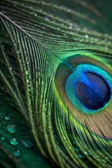 Obraz premium Green and Blue Peacock Feather