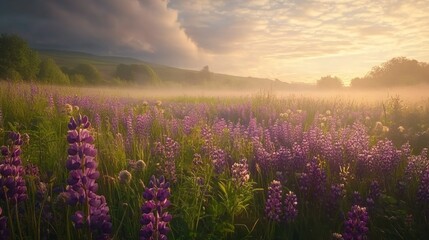 Fototapeta premium lavender field in the morning