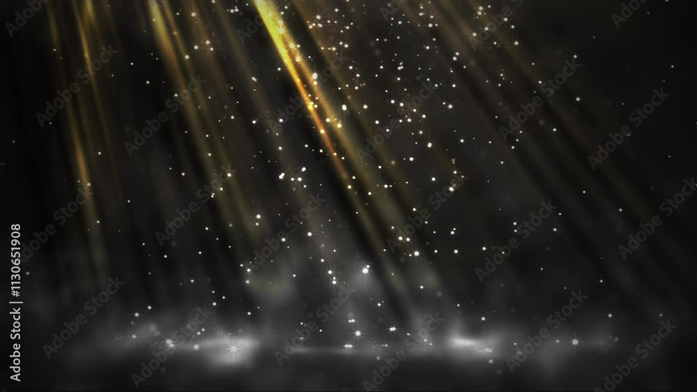 Wall mural christmas volumetric light rays with shiny particles and smoke background loop