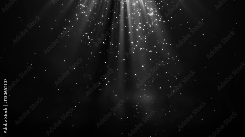Wall mural christmas volumetric light rays with shiny particles and smoke background loop
