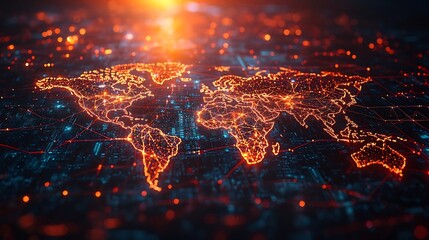 Glowing Global Network Map Symbolizing International Business Connectivity and