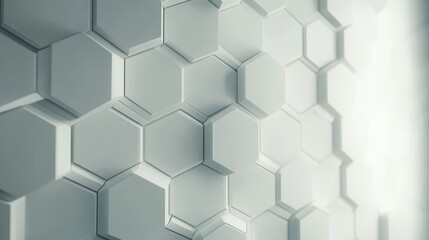 Fototapeta premium A wall of hexagonal shapes in white