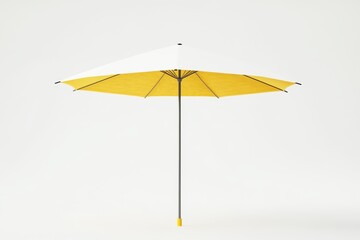 white yellow umbrella 3d render icon isolated on a white background
