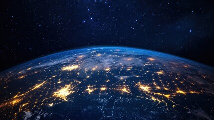 Obraz premium Earth From Space, A Stunning Night View Of Our Planet
