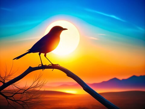 Mayna Bird Silhouette Landscape Photography, White Background, Wildlife, Nature, Avian, Silhouette 